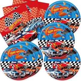 40Pcs Racecar Birthday Decorations Race Car plates and Napkins Set Party Supplie Serve 20 Cars Birthday Decorations for Boys