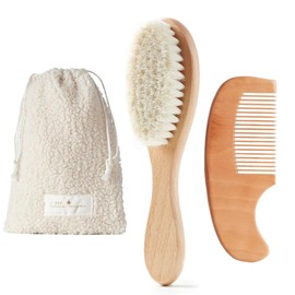 MYZI Baby Hair Brush Set – Baby Brush and Comb Set Newborn, Baby Comb and Brush Set Boy and Girl, Newborn Hair Brush and Newborn Comb - Baby Gift Set