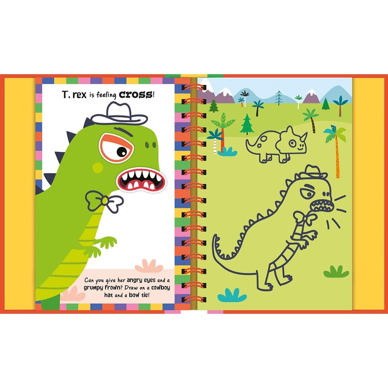 Wipe-Clean Sticker Funny Faces Dinosaurs