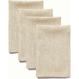 Solino Home 100% Linen Napkins Beige Textured, Athena 20 x 20 in, Set of 4