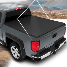 PM PERFORMOTOR Truck Bed Soft Tri-Fold Adjustable Tonneau Cover Compatible with 01-05 Explorer Sport Trac 4.2Ft Bed, PM-TC-T-002