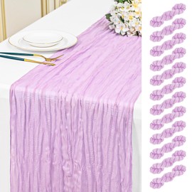 12 Pack Lavender Table Runner 10Ft Cheesecloth Table Runner Boho Rustic Gauze Cheese Cloth Table Runners Romantic Long Sheer Fabric Tables Runners for Wedding Party Birthday Baby Shower