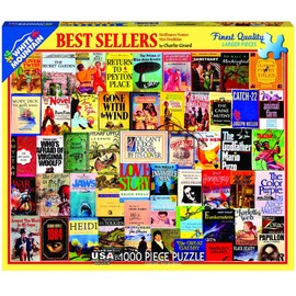 White Mountain Puzzles "Best Sellers", Vintage Book Covers Collage, 1000 Piece Jigsaw Puzzle