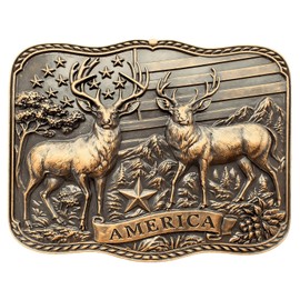 HLYMPONY Cowboy Belt Buckle for Men Vintage Western Cowgirl Rodeo Elk Belt Buckles (Bronze)