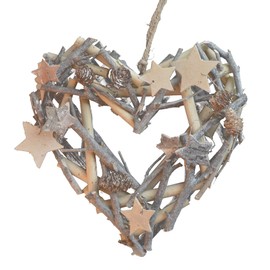 Christmas Decoration Heart Rattan Wreath - Heart "Natural"