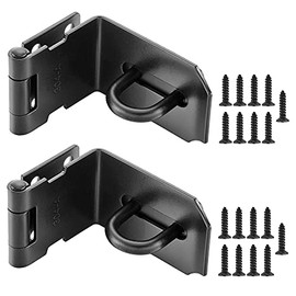 Mogokoyo Pack of 2 Stainless Steel 90 Degree Hasp Lock Security Lock Device Door Lock Hasp Padlock Door for Cabinet Window, Silver/Black (4 Inches, Black)