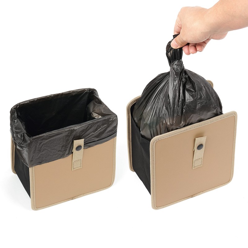 KMMOTORS Foldable Hanging Car Trash Can, Bag, bin, Vegan Leather