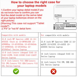 Alapmk - Funda protectora para portátil HP Spectre x360 15 15-dfXXXX y Lenovo ideapad S145 15 S145-15IWL/IdeaPad 3 15IIL05/Lenovo V15 IKB [Nota: no es compatible con Spectre X360 15-blXX X 15-chXXX],