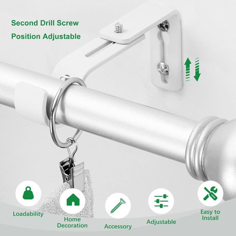LLPJS Curtain Rod Bracket Adjustable, Drapery Rod Holder Hooks Support
