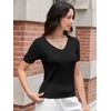 DAIMIDY Women's V Neck Sweaters Short Sleeve Summer Sweaters for