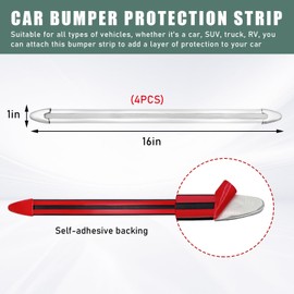 Suvnie 4 PCS Car Bumper Protector Strip, Anti-Scratch Front and Rear Bumper Corner Trim Sticker, Anti-Collision Patch Bumper Guard Strip, Universal Car Accessories for SUV Truck