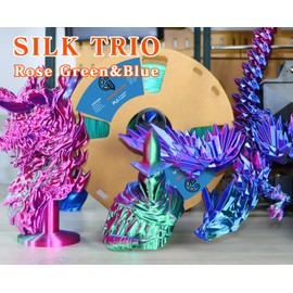 Goto Guard Tri Color Filament, Silk PLA Filament of Green Blue&Red PLA,Multicolor PLA, Tri Color PLA, 3D Filament PLA 1KG(2.2lbs), Multicolor Filament for Most 3D Printer, 3D Printing Filament 1.75mm