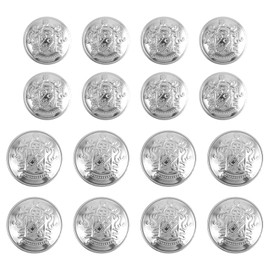 16pcs Silver Blazer Buttons Silver Buttons for Blazers Women Metal Suit Button for Men Brass Sewing Knob with Shank Retro Alloy Decorative for Clothing Sewing, DIY Crafts