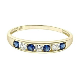 Old English Jewellers 9ct Yellow Gold Blue Sapphire Eternity Ring - sizes J to T (M)