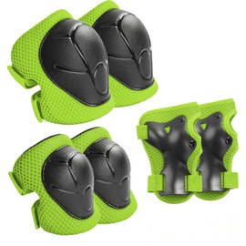 Knee Pads Children, Protectors Children, Inline Protective Equipment Children, Knee Pads 3-8 Years Old Children's Protector Set, Suitable for Skating, Bikes, Skateboarding (Green)