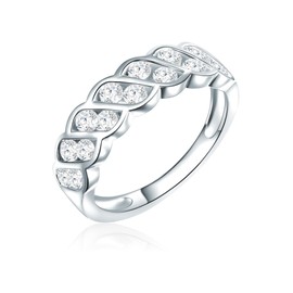 Rafaela Donata Women's Band Ring 925 Sterling Silver Cubic Zirconia Brilliant Cut, Silver