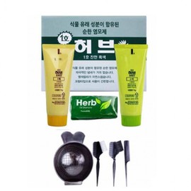 Herb For Vegan Color Cream No. 1 Deep Black, Part 1 & 2, 70g Each, 6 Packs (Dyeing Kit Included) Dongsung