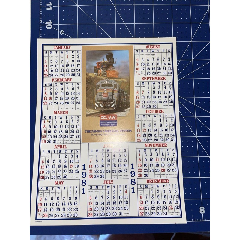 1981 Seaboard System Chessie CSX Railroad Calendar 7” X 9”
