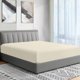 Sábana bajera ajustable tamaño King, sábana bajera ajustable de microfibra de 1800 pulgadas, sábana bajera ajustable súper suave para colchones de hasta 15 pulgadas de profundidad, solo 1 sábana