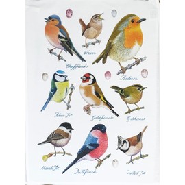Half a Donkey Popular Garden Birds Large Cotton Tea Towel