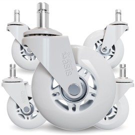 The Original Roller Blade Office Chair Wheels (As Seen On PBS) - Incredibly Smooth & Quiet Rolling Casters - Safe for Hardwood Floors & Carpet - Easy Installation with Universal Fit - Set of 5 - White