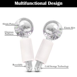 2 Pieces Facial Ice Globes for Face, Cooling Balls Set for Eyes and Neck, Facial Roller for Firming the Skin, Reduce Swelling, Dark Circulation, Improve Blood Circulation (White)