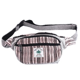 ANITYA Eco-Friendly Boho Hippie Style Hemp Fanny Pack, Blue Hip Waist Bag for Hiking, Running, Jogging (ABA05)