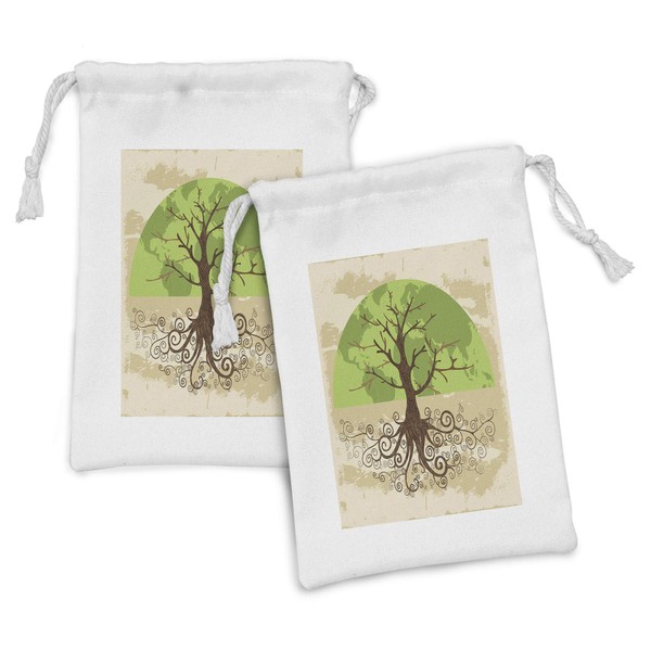 Lunarable Tree of Life Fabric Pouch Set of 2, Tree