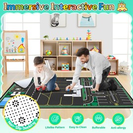 Diysani Kids Rug, Road Carpet for Kids with Combined City Road Traffic System, Car Rug and Airport Play Mat, 5x7 Ft Children’s Play Rugs for Playroom, Children’s City Traffic Map Fun Car Mat,Non-Slip