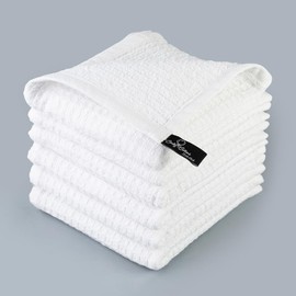 DishCloths Kitchen|Waffle Terry Weave Hand Towels|Cotton 12x12" Reusable Dish Rags Washing Scrub Cleaning Dishes|Dish Bar Mop Towels Hand Wipes|Spring Easter Basket Decor|6 Pc Set-White