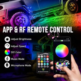 RGB Rock Lights, 8 Pods 288 LEDs SMD Chips Super Bright App Control Underglow Neon Light Exterior Chassis Wheel Well Glow Kit for Off Road Cars Trucks Jeep SUV UTV ATV RZR Golf Cart