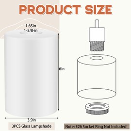 Teenyyou 3 Pcs White Frosted Glass Shade Replacements for Pendant Light Fixtures Glass Lamp Shade Cover, 1-5/8 Inch Fitter, 4"w x 6"h, Replacement Lamp Globe for Chandelier Wall Light Sconce