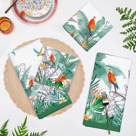 Arquiel Tropical Tree Leaf Tea Towels, 100% Cotton Kitchen Towel Set 20×27.5inch, Multi-Purpose Quick Dry Dish Towels Dishcloths Hand Towels Bar Towels(Set of 4)