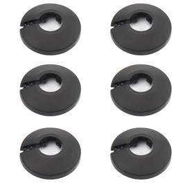 Yinpecly 6Pcs Fit 1/2 inch Outer Diameter Flange Water Pipe Cover Decoration, 16mm(5/8") Black PP Plastic Pipe Cover Radiator, Snap-On Escutcheon Collar for Kitchen Valve, Sink Toilet Inflow Pipes