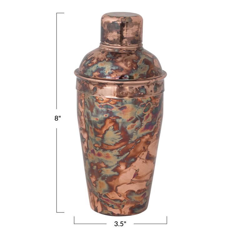 Creative Co-Op 16-Ounce Oxidized Stainless Steel Cocktail Shaker, Copper Finish