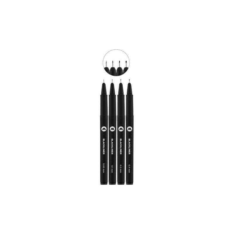 Molotow Blackliner Black Marker Brush - MO200486 Set 1 4er