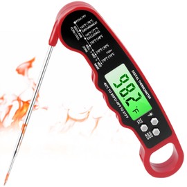 Digital Instant Read Meat Thermometer Kitchen Cooking LCD Food Thermometer with Backlight Waterproof Electric BBQ Thermometer with Wide Temperature Range for Turkey Grill Oven Oil Deep Fry