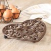 Antique Brown Scrolled Heart Pan Rest Trivet Stand Mothers Day