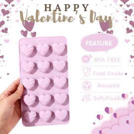 Heart Shaped Silicone Mold for Chocolate Making - 8 Cavity Purple Heart Mold for Candy, Baking, Ice Cubes, Valentine's Day Gift - Food Grade Flexible Non-Stick Mold, Easy Demolding