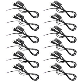 Conderyang 12 Packs Lamp Cord Set with Molded End Plug and Switch Pure Copper Extension Lamp Power Cord Replacement Rewire Kit Stripped Ends Ready for Wiring & DIY Repairing 6 Feet/1.8m Black
