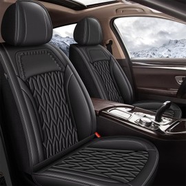 AOMSAZTO Car Seat Cover Fit for Ford Expedition 2011-2024 Only 2 Front Seats Leather Car Seat Cushion Protector Waterproof Automotive Seat Covers Black
