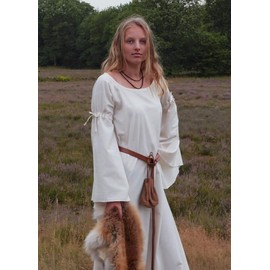 Battle-Merchant Medieval Dress Burglinde with Trumpet Sleeves Long Cotton S-XXL in Various Colours – Viking Dress Medieval Viking LARP Dress, natural