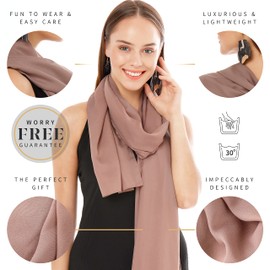 Shawl Factory Heidi Chiffon Scarf - Ladies Scarf Lightweight Shawls and Wraps - Womens Scarves - Gifts for Her - Ladies Scarves for Wedding, Bridal, Party and Everyday, 180cm x 70cm — Dark Taupe