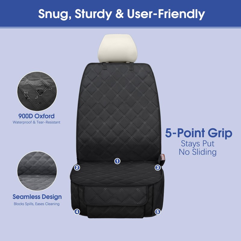 ALLANSING Front Seat Cover for Cars/SUVs/Trucks - Dog Seat Protector