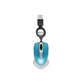 Verbatim Go-Mini optische Travel-Maus, kleine Computermaus mit einziehbarem Kabel, USB-A, USB-Maus mini mit 1000 dpi, für Laptop, Notebook, PC & MAC, kompaktes Design, Caribbean Blue