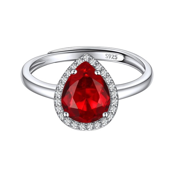 ChicSilver Sterling Silver Simulated Garnet Birthstone Ring for Women January