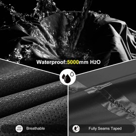 Outdoor Ventures Men's Packable Rain Suit Heavyweight Rainwear Waterproof Jacket and Trouser Set for Riding Hiking Fishing Camping Black M