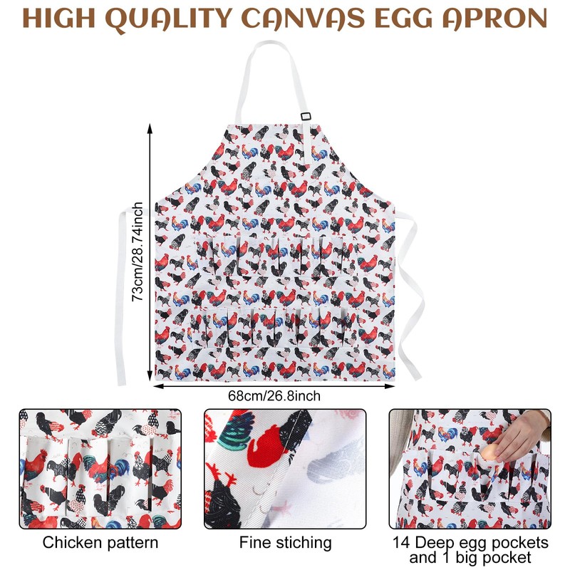 Cutecrop 2 Pcs Egg Collecting Apron with 15 Pocket Gathering