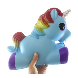 Curious Minds Busy Bags 1 Random Color Jumbo Pony Unicorn Squishy Slow Rise Foam Pet Animal Toy - Scented Girly Mystical Creature Memory Foam Sensory, Stress, Fidget Toy