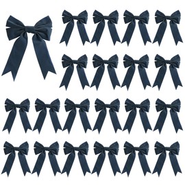 Meseey 24 Pcs Dusty Blue Velvet Ribbon Bow Christmas Wreath Bows for Garland Gift Wrapping Indoor Outdoor Christmas Parties Decorations (Dusty Blue, 24)